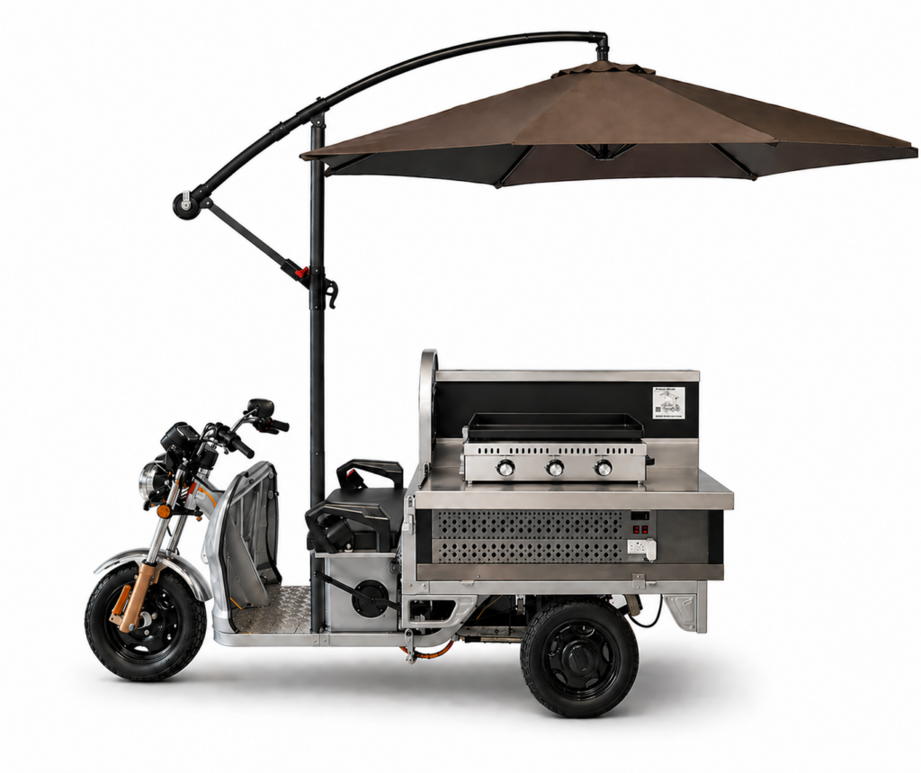 grillmobil mit Kühlung für Lebensmittel
